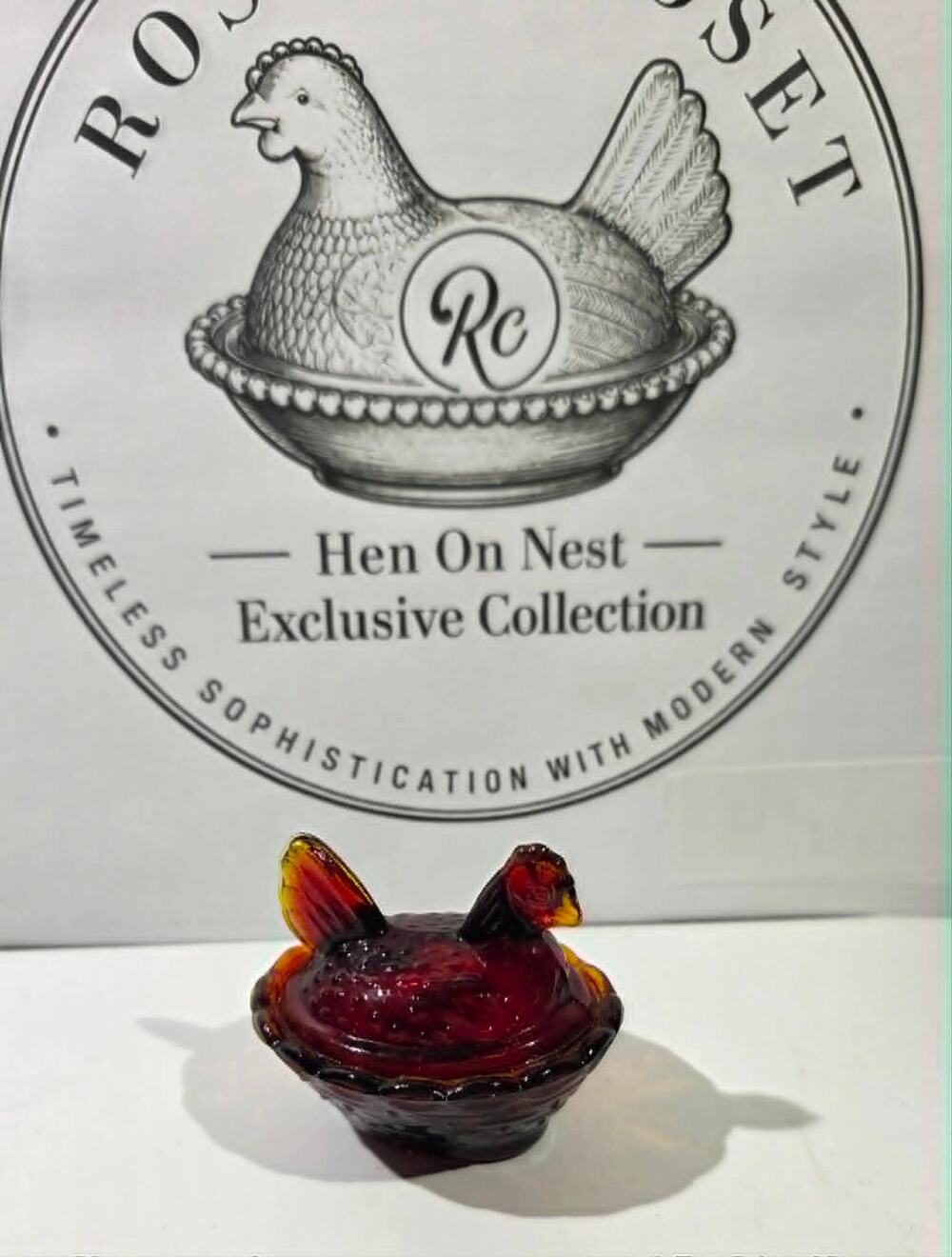 Mini RED Glass Hen On Nest Miniature HON Glows